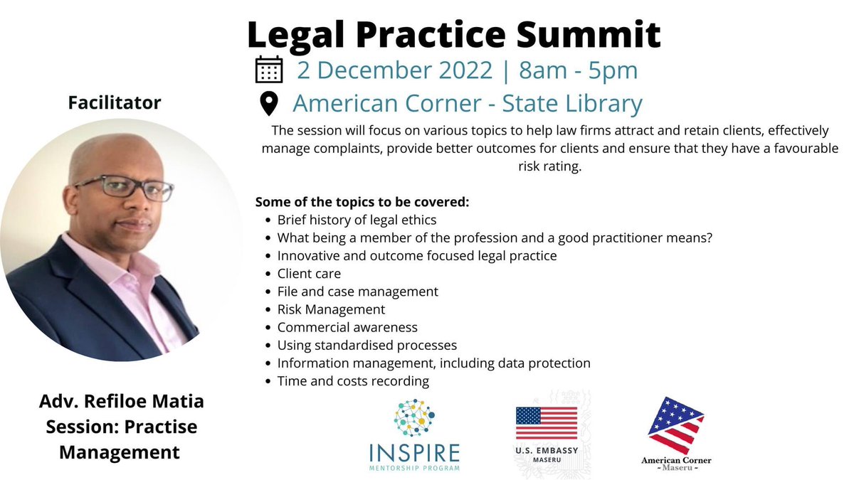 letitsnowonline's tweet photo. Follow @InspireMentors3 (Inspire Mentorship Program on Facebook) and register for the Legal Practice Summit 💫 #Lstwitter #Lesotho https://t.co/HJXJb2kLi0