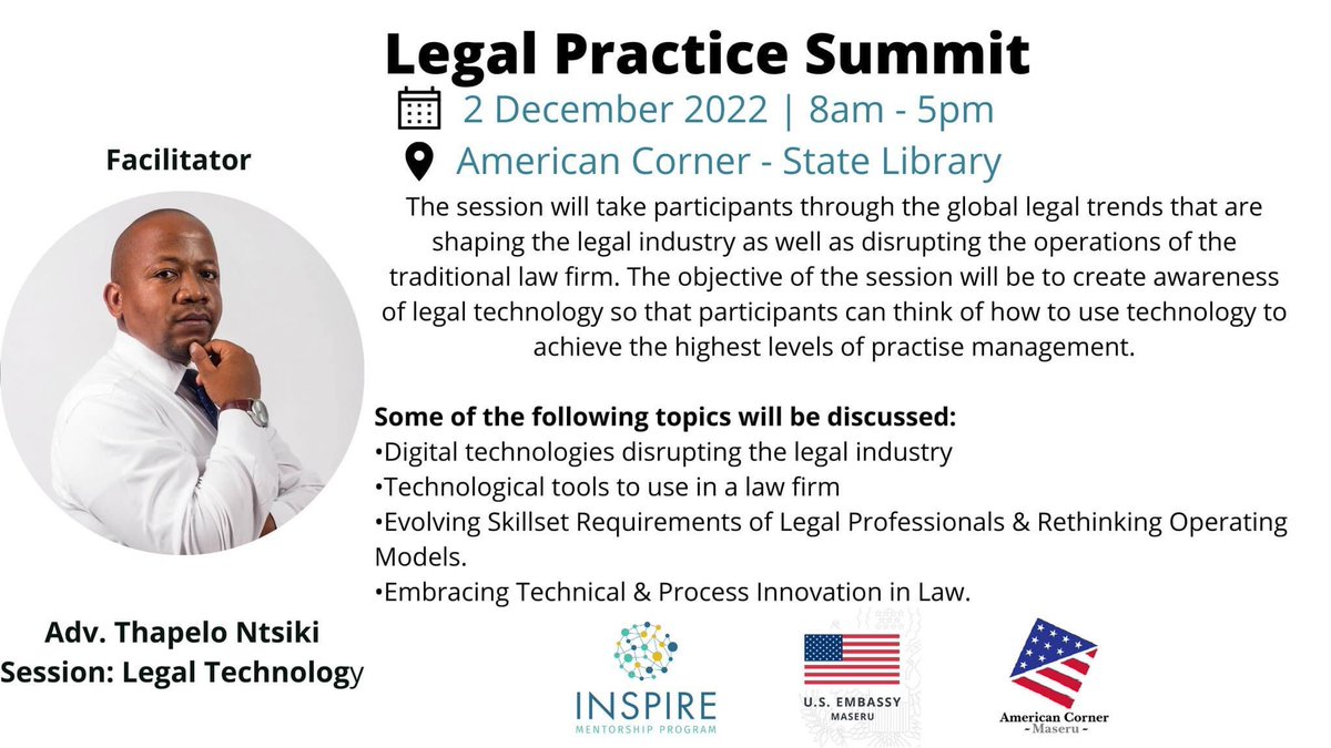 letitsnowonline's tweet photo. Follow @InspireMentors3 (Inspire Mentorship Program on Facebook) and register for the Legal Practice Summit 💫 #Lstwitter #Lesotho https://t.co/HJXJb2kLi0