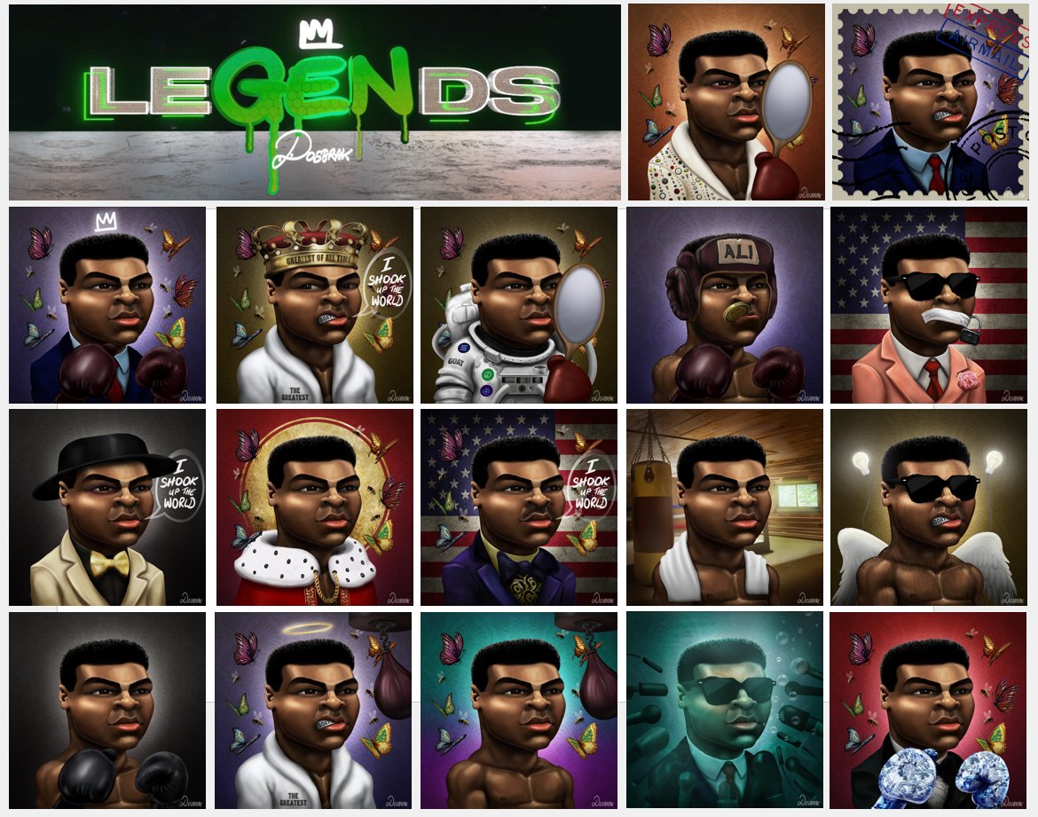 In time for the 1st anniversary of the @dosbrak x @Blockassetco #LegendsNFT just finished this @MuhammadAli GOAT🐐set with all the 45 (?) attributes in the collection (minus bandana) KABOOMMM 💣💥💣💥