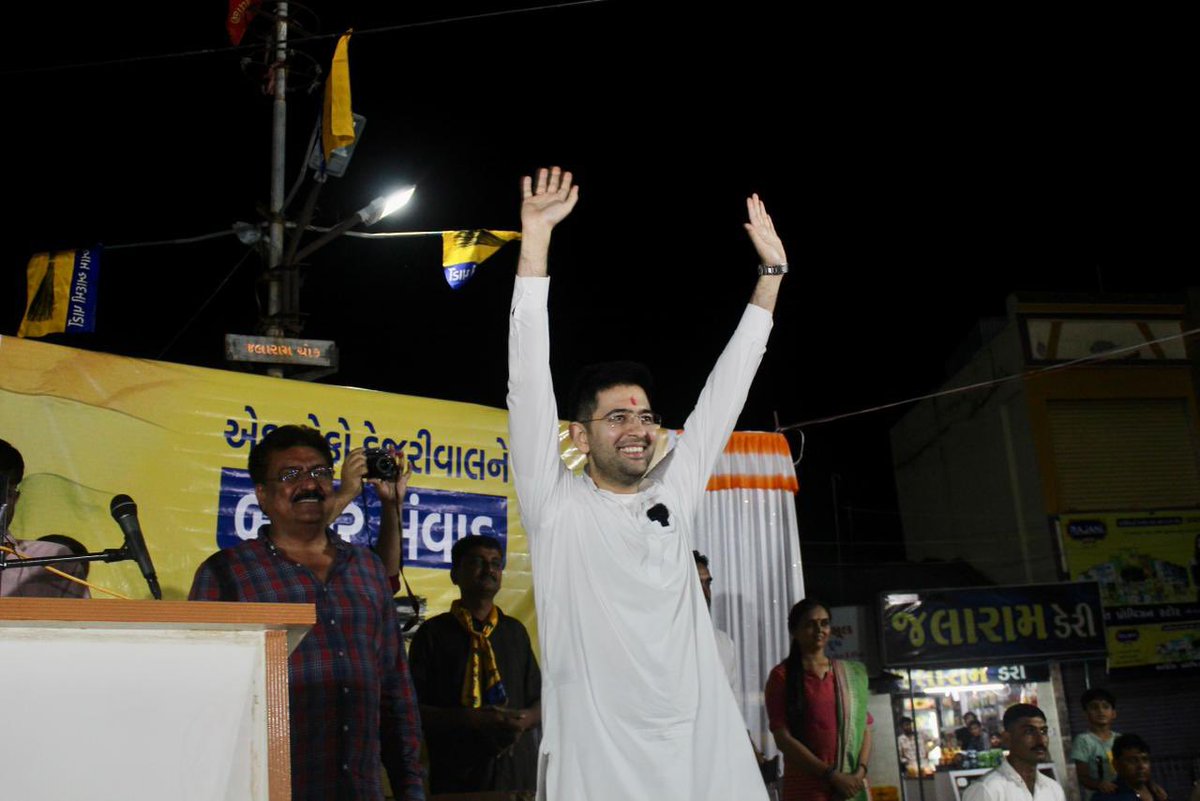 Office of Raghav Chadha (@raghavchadhaofc) on Twitter photo Despite heavy rains, thousands attend <a href="/raghav_chadha/">Raghav Chadha</a>’s nukkad sabha in Amreli district, Gujarat. Time - 10PM ⚡️ Despite heavy rains, thousands attend <a href="/raghav_chadha/">Raghav Chadha</a>’s nukkad sabha in Amreli district, Gujarat. Time - 10PM ⚡️