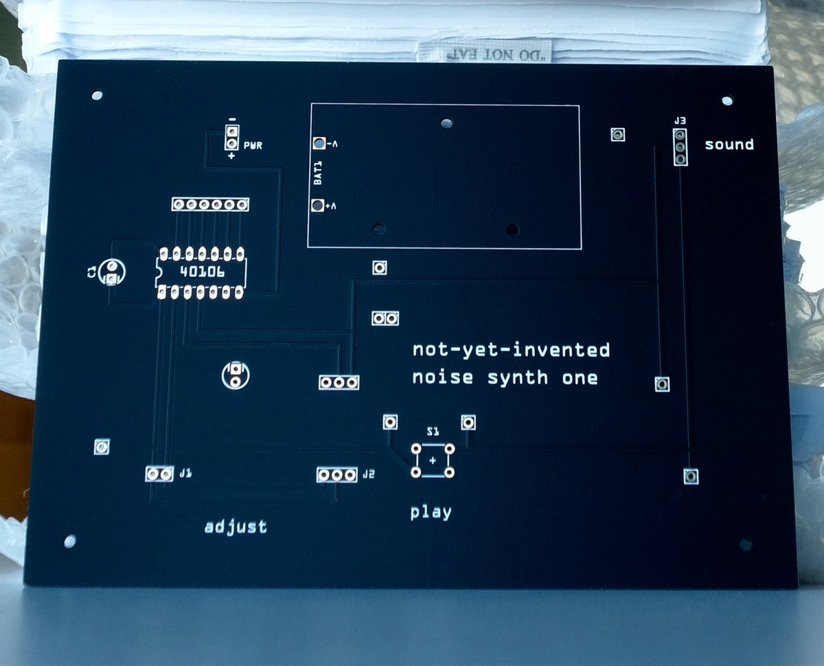 NotYetInvented's tweet photo. synth circuit board, coming soon, in a book, sort of about not-yet-invented, batteries not included, some soldering required https://t.co/S8YQdSyxn8