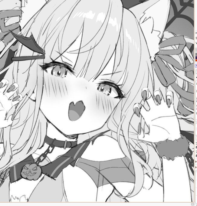もうすぐハロウィンだし前描いたハロウィンの子描いてる(ヘッダーの子) 