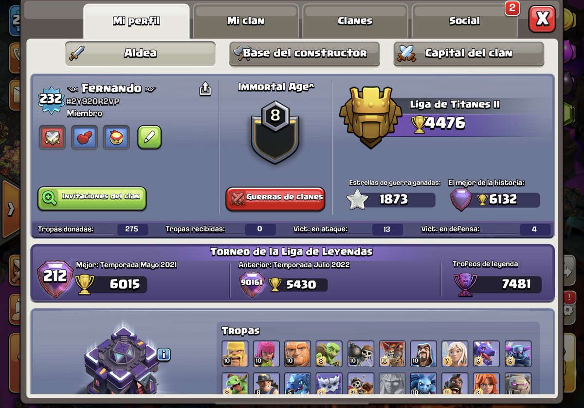 Necesito clan activo y donador 🫣, manden invitación 🤓