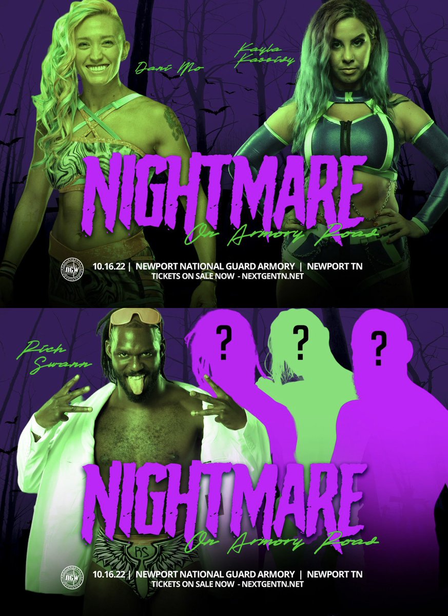 NextGenTN's tweet photo. NGW Presents: Nightmare on Armory Road!

6 DAYS AWAY!!!

October 16th at the Newport National Guard Armory!

See you in Newport, Tennessee!

Get 🎟: https://t.co/WhXJqxhhxL https://t.co/wDLVWfr8zi