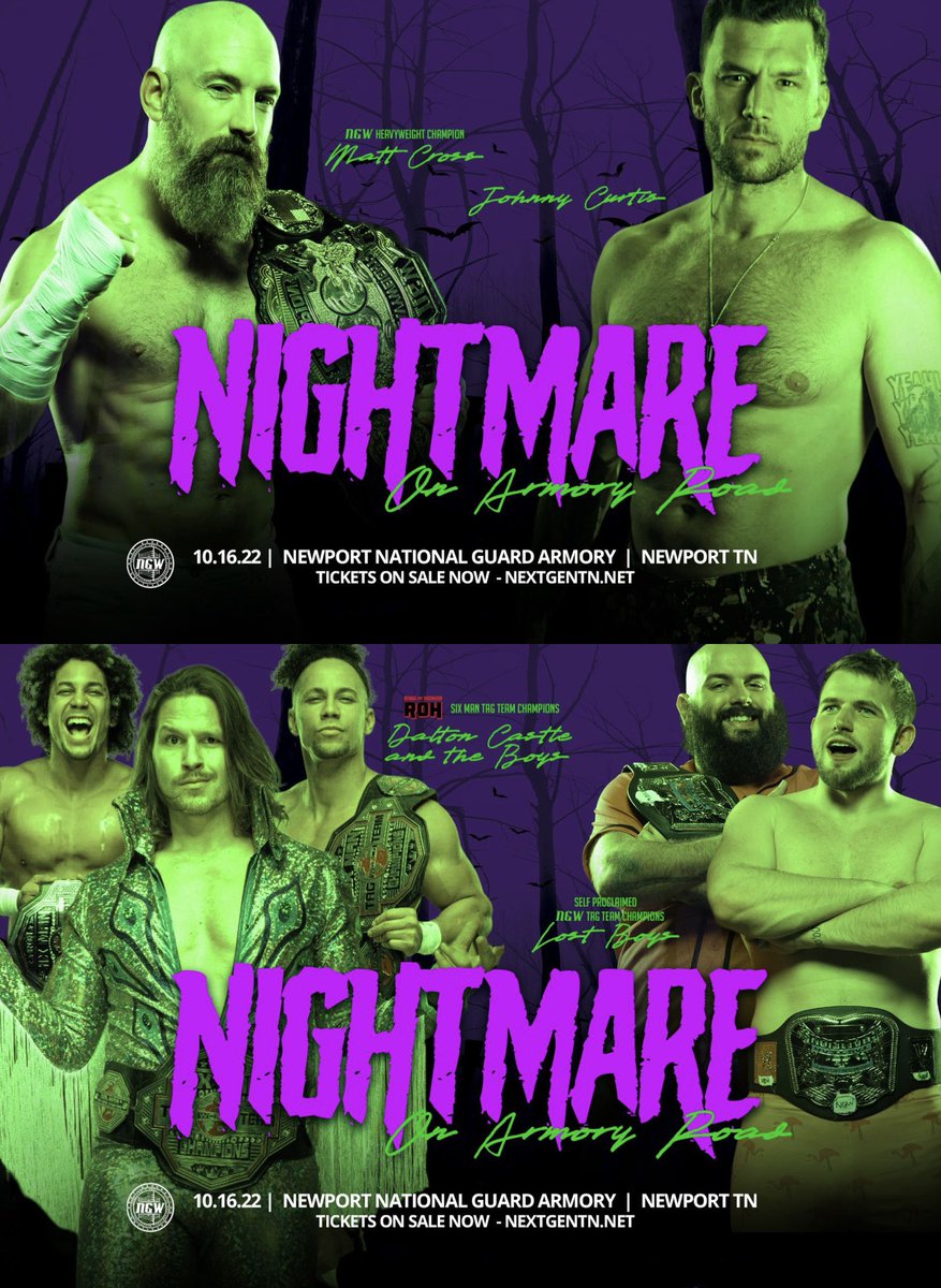 NextGenTN's tweet photo. NGW Presents: Nightmare on Armory Road!

6 DAYS AWAY!!!

October 16th at the Newport National Guard Armory!

See you in Newport, Tennessee!

Get 🎟: https://t.co/WhXJqxhhxL https://t.co/wDLVWfr8zi