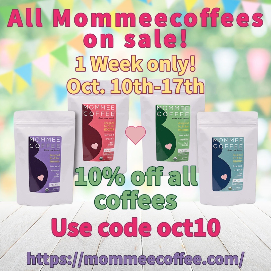 Visit us at..mommeecoffee.com
❤️☕ One Week Only! Oct 10 through the 17th.  10% off all our organic, low acid coffees!
Use Code- Oct10
#momlife #motherhood #organiccoffee #chooseyourstrength #mommeecoffee