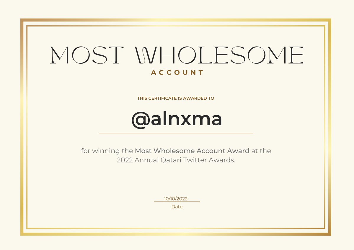 QtrAwards's tweet photo. The award for the "Most Wholesome Account" goes to @alnxma, congratulations! 🎈 https://t.co/EHgxaUVXYV