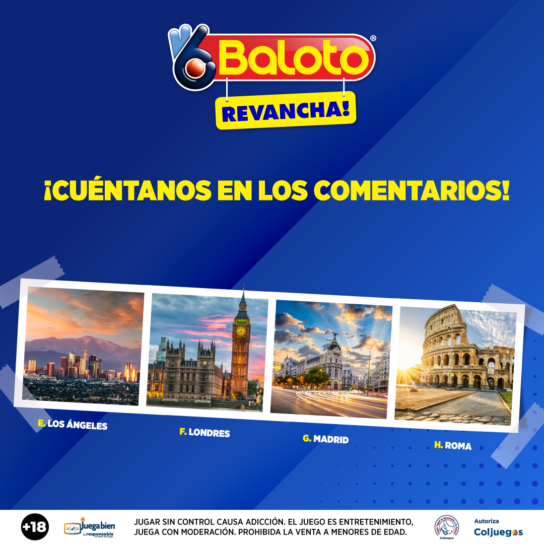 Baloto_Colombia's tweet photo. ¿Cuál será tu próximo destino? Juega Baloto y Revancha y comienza a disfrutar por el mundo. 🤩🏕✈️

#Coljuegos #Colombia #Gana #Jer #Facilisimo #Sorteocolombia #Bucaramanga #Medellín #Tunja #Cututa #Compratuticket #Pagar #Dinero #Ingresos #Ganacia #Ingresos #SuRed #SuperGiros https://t.co/VjuIhTDzYP