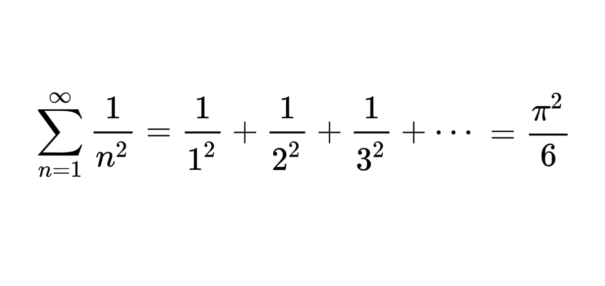 AMRamosDelOlmo's tweet photo. The Basel problem asks for the summation of the reciprocals of the squares of the natural numbers

1/1² + 1/2² + 1/3² + 1/4² + ...

It was first posed by Pietro Mengoli in 1650 and Euler found (in 1734) the exact sum to be π²/6

https://t.co/8HHM4RA1H8 https://t.co/aNfOHokrYa
