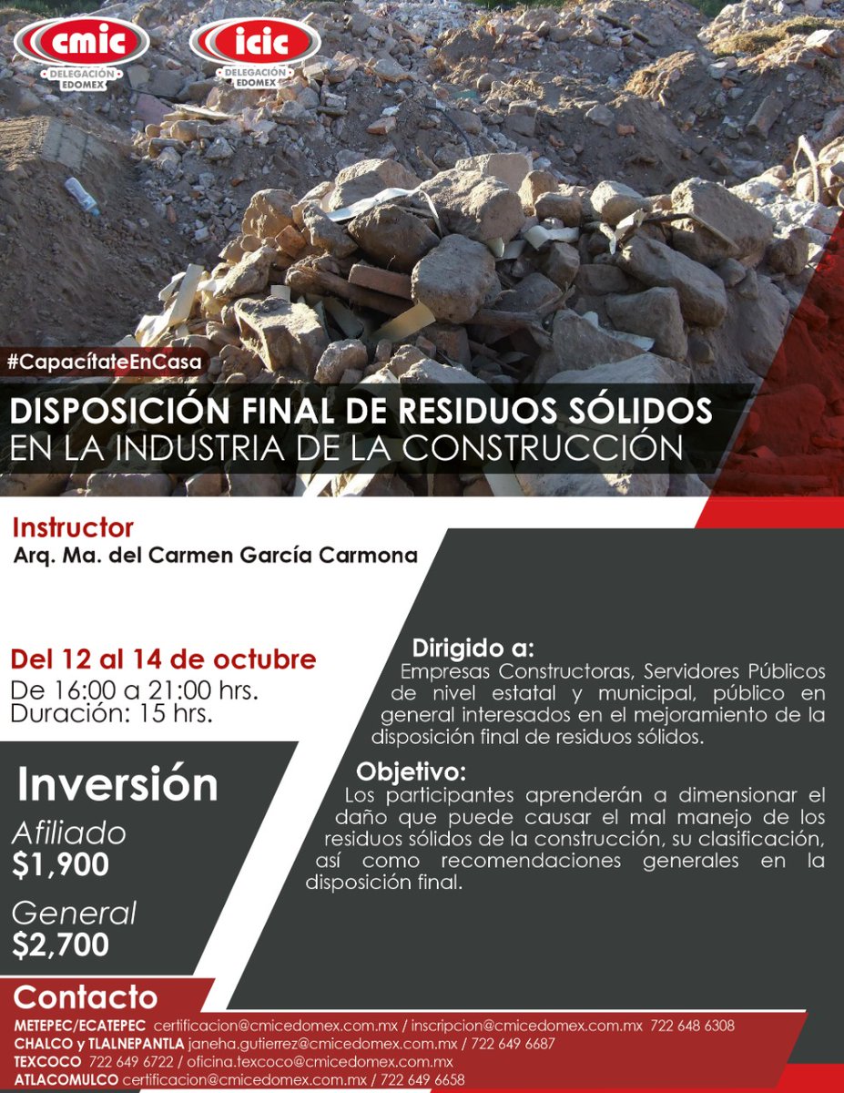 CMIC_Edomex's tweet photo. Haz un correcto manejo de los residuos sólidos y ayuda a reducir el impacto ambiental que generan. 🧱
💻 El ICIC EdoMéx te acompaña con cursos de capacitación diseñados especialmente para ti.
#CapacitateEnCasa🏡 https://t.co/0Bwb5xl41x