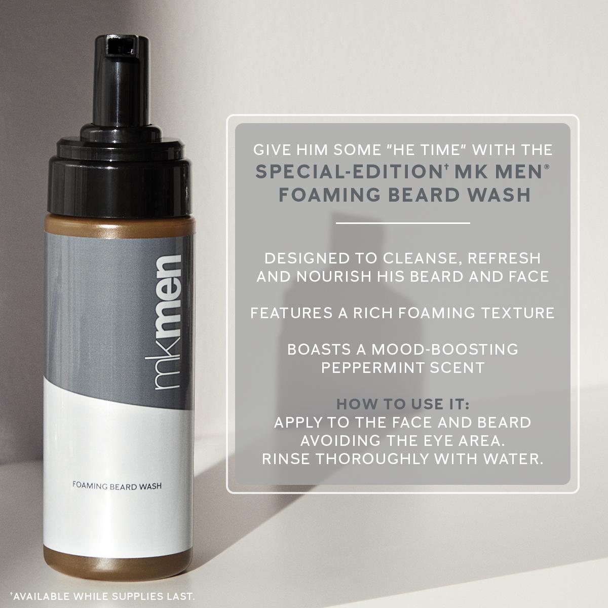 debdiez's tweet photo. Raise the 🧼 on his daily routine with the foamy future of facial hair care: Special-Edition MKMen® Foaming Beard Wash. Designed to clean, refresh and nourish his scruff – and the overlooked skin beneath it – this formula will help him achieve his best beard yet!
 #beard #noshave https://t.co/xi3bwdQXkz
