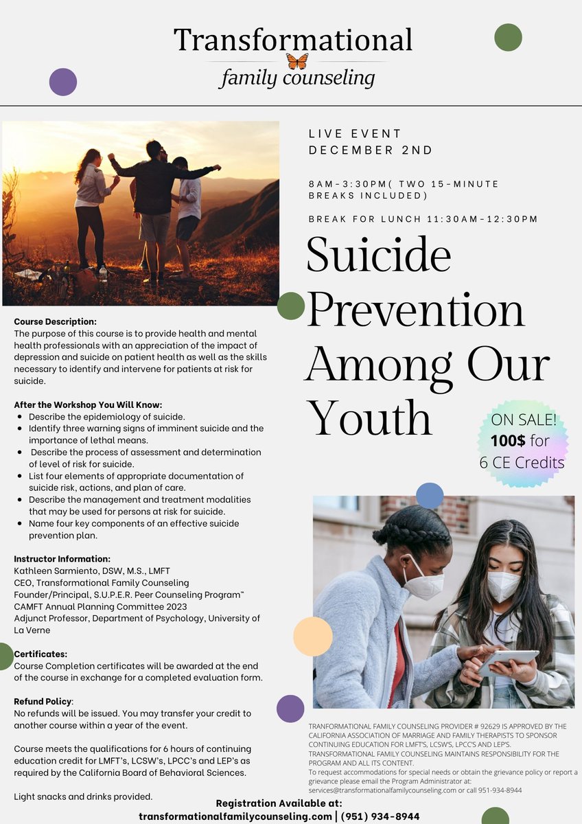 superpeerprgm's tweet photo. Further your #knowledge about #suicide #prevention We will be offering a full-day #interactive #workshop 
https://t.co/4KxtknWg2m https://t.co/LfW1nB0ezE