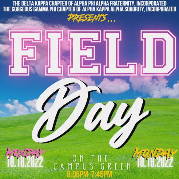 DKAlphas06's tweet photo. Join The Gamma Phi Chapter of Alpha Kappa Alpha Sorority, Incorporated and The Delta Kappa Chapter of Alpha Phi Alpha Fraternity, Incorporated on the Campus Green for a FUN FIELD DAY 🐸💗🦍🖤
#PHamWeek #OTP #AlphaStateUniversity https://t.co/m3THztoXLC