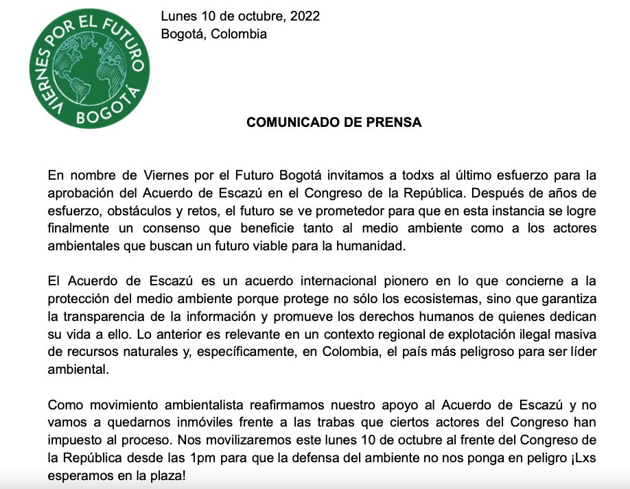 fffbogota's tweet photo. ¡En pocos minutos tendrá lugar el último debate para la aprobación del Acuerdo de Escazú! https://t.co/whtdnRvLHW