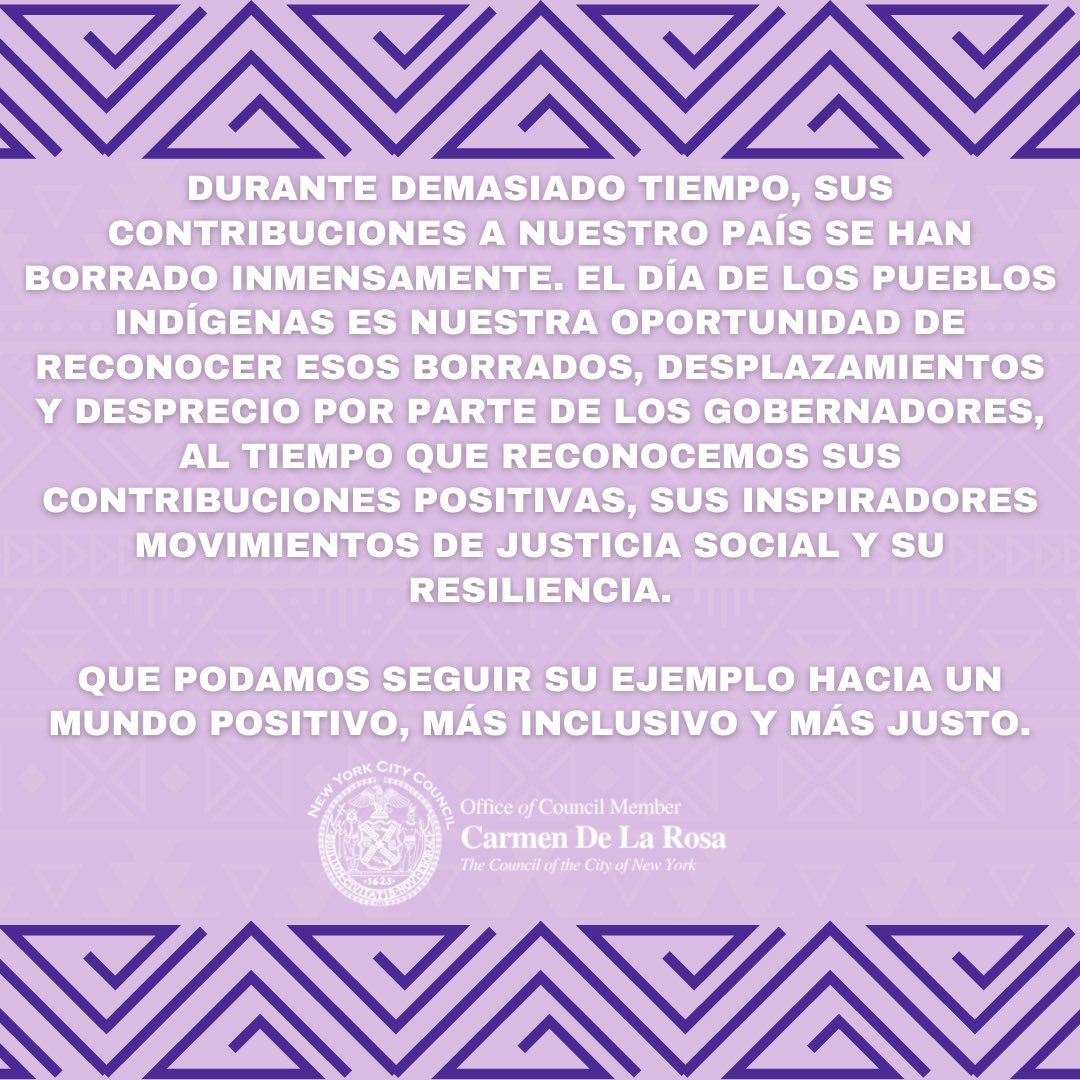 Hoy celebramos una importante declaración cultural donde reconocemos la historia y los desafíos dentro de las comunidades indígenas a nivel federal y nacional.

#indigenouspeoplesday