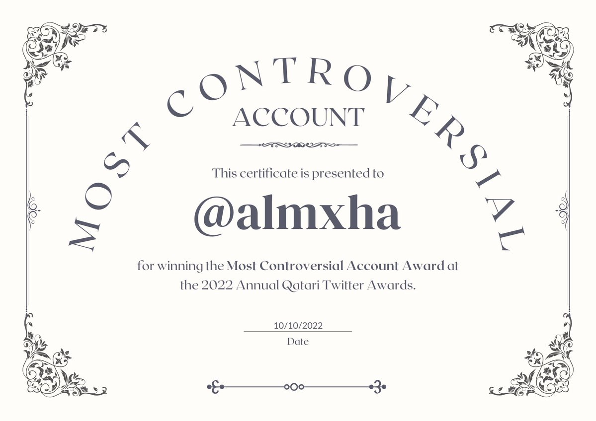 QtrAwards's tweet photo. "Most Controversial Account" award goes to @almxha, congratulations! 🎉 https://t.co/C2DtZvBEJx