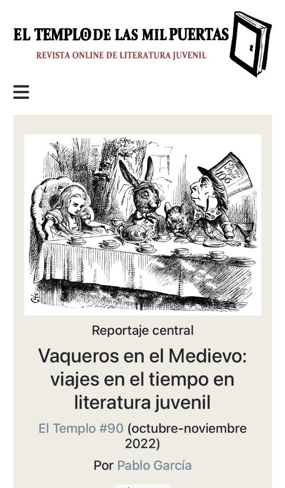Como dice el Sombrero en Alicia en el País de las Maravillas, «El Tiempo es todo un personaje». En #ElTemplo90 <a href="/Pablogfreire/">Pablo G. Freire</a> nos habla sobre viajes en el tiempo. ¡Abróchate el cinturón!

eltemplodelasmilpuertas.com/reportaje/vaqu…