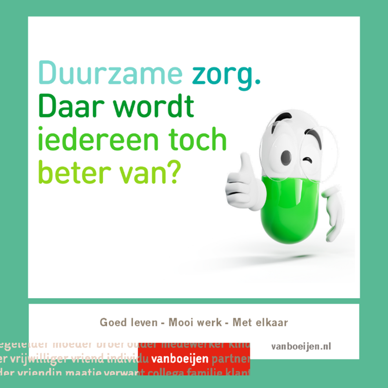Samen kunnen wij er voor zorgen dat de zorg steeds duurzamer wordt. Heb jij een leuke tip, laat het ons weten in de reacties.👇

#Vanboeijen #Goedleven #Mooiwerk #Metelkaar #JDDD #JeDagelijkseDosisDuurzaamheid #EnergiecampagneZorg #DuurzameZorg