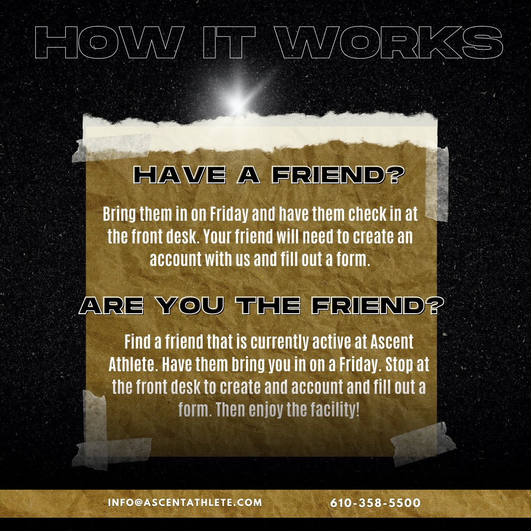 AscentAthlete_'s tweet photo. Have you always wanted to check out Ascent Athlete? Have a friend who trains with us?
#FreeFriendFriday is your chance to come check us out.
Swipe through to see how!
All friends must be accompanied by a ACTIVE client and check in at the front desk.
#AscentAthlete https://t.co/aGKaFXZVGI