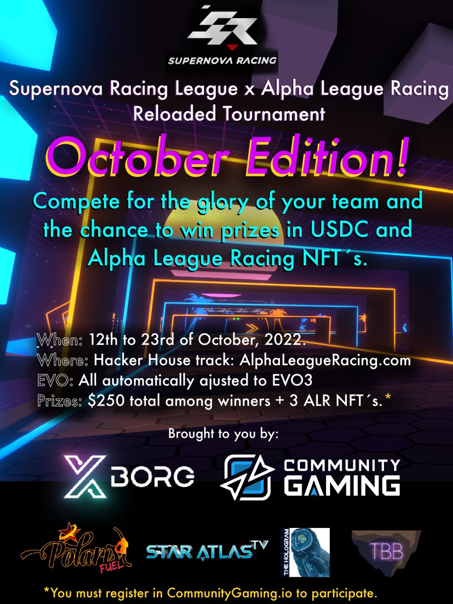 Only 2 days until the beginning of the Uptober <a href="/SupernovaLeague/">Supernova Racing League</a> tournament!!!! I am seeing a lot of movement in the <a href="/staratlasitalia/">Star Atlas Italia</a> team, I believe they are determined to make things a lot harder for the <a href="/DarkMatterDAC/">Dark Matter</a> team. 

<a href="/xborg_official/">XBorg</a> <a href="/CommunityGaming/">Community Gaming</a>   <a href="/WeAreStarAtlas/">Star Atlas Community</a>