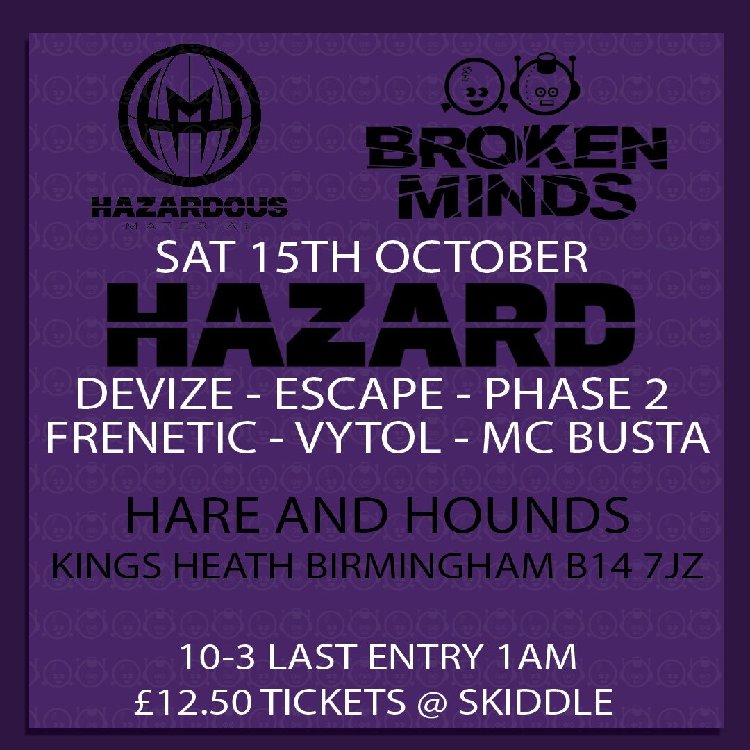djescapeuk's tweet photo. The big link up at Broken Minds Presents: Hazardous Material - This Saturday night at @hareandhounds , Birmingham 

Ticket link: https://t.co/4T5ZONtd8G https://t.co/mlY0rmFVle