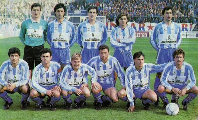 elfutboldeayer's tweet photo. 🔵⚪️ Málaga 1989/90

📸 Pedro Jaro, Antonio Álvarez, Ruiz, Chano, Matosas, Paquito, Rivas, Lauridsen, Antonio Mata, Villa y Esteban Vigo. https://t.co/kb5BhWPpSv