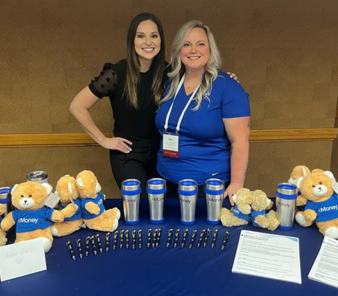 eMoneyAdvisor's tweet photo. 👀 Spotted at the Financial Therapy Association! 

🙌 eMoney’s dynamic duo, Emily &amp; Sasha, from the Financial Planning Education team are on-site &amp; shared planning tips focused on #financialwellnes.

👉 Follow us here to learn more about our upcoming in-person events. https://t.co/5R2V2hFQCw