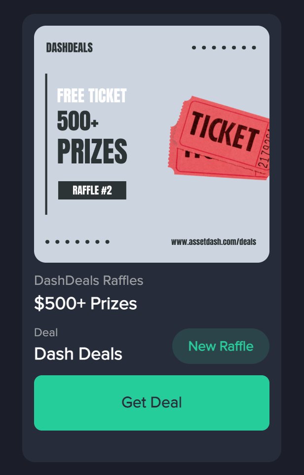 assetdash's tweet photo. If you like products from Apple, Airbnb, Amazon, Netflix, and Uber Eats...

You definitely want to claim your ticket to our upcoming raffle 🎟️

Tickets are now live for DashDeals members! https://t.co/dqFzGV8M0K