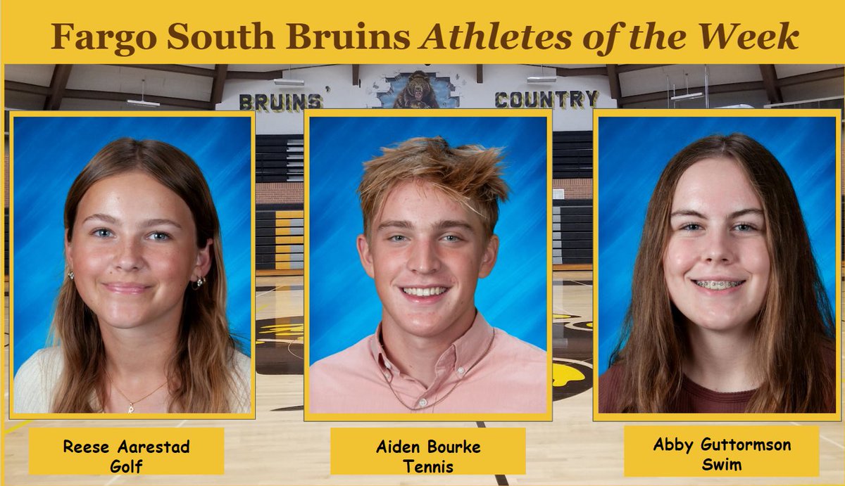 fshactivities's tweet photo. Congratulations to Reese, Aiden, and Abby on being named Bruin Athletes of the Week! Great job on the course, courts, and in the pools! Go Bruins! https://t.co/LaZA6NOFK7