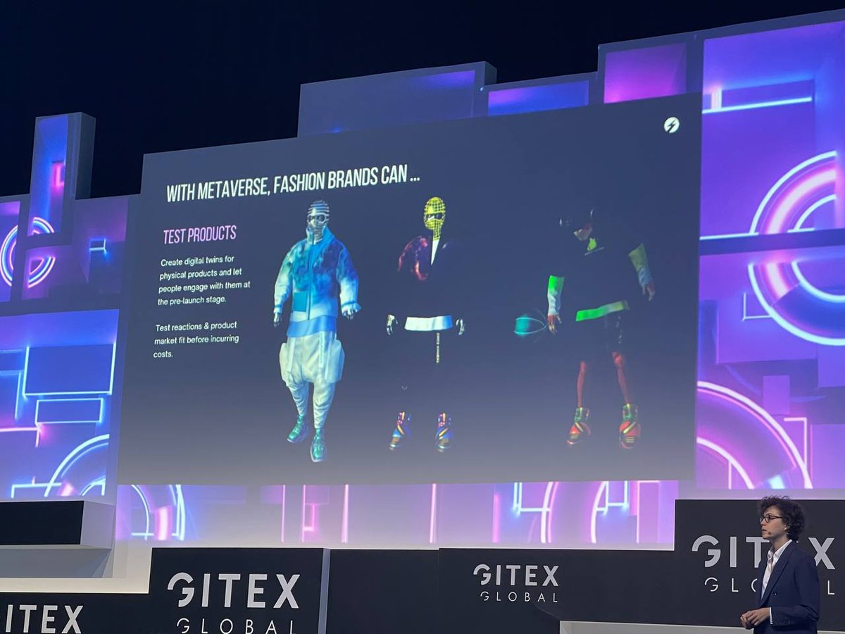 Our Co-Founder, <a href="/deniz_zgur/">Deniz Özgür</a>, speaking at <a href="/GITEX_GLOBAL/">GITEX GLOBAL</a> on how the Metaverse is changing fashion⚡️

#Spaceverse #MetaverseFashion #gitex2022