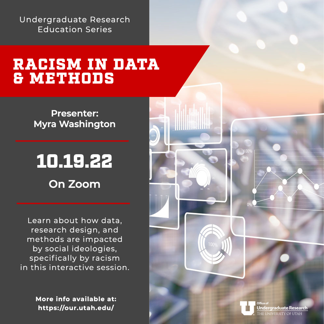 uofuour's tweet photo. Tomorrow! @UUtah @uofuour Education Series

Racism in Data and Methods
Myra Washington
Wednesday, Oct 19th
11:30 AM – 12:30PM
Virtual

Learn about how data, research design, &amp; methods are impacted by social ideologies, specifically by racism. 

Register: https://t.co/J3FQ4jV7Ca https://t.co/72Wj8ZVMu7