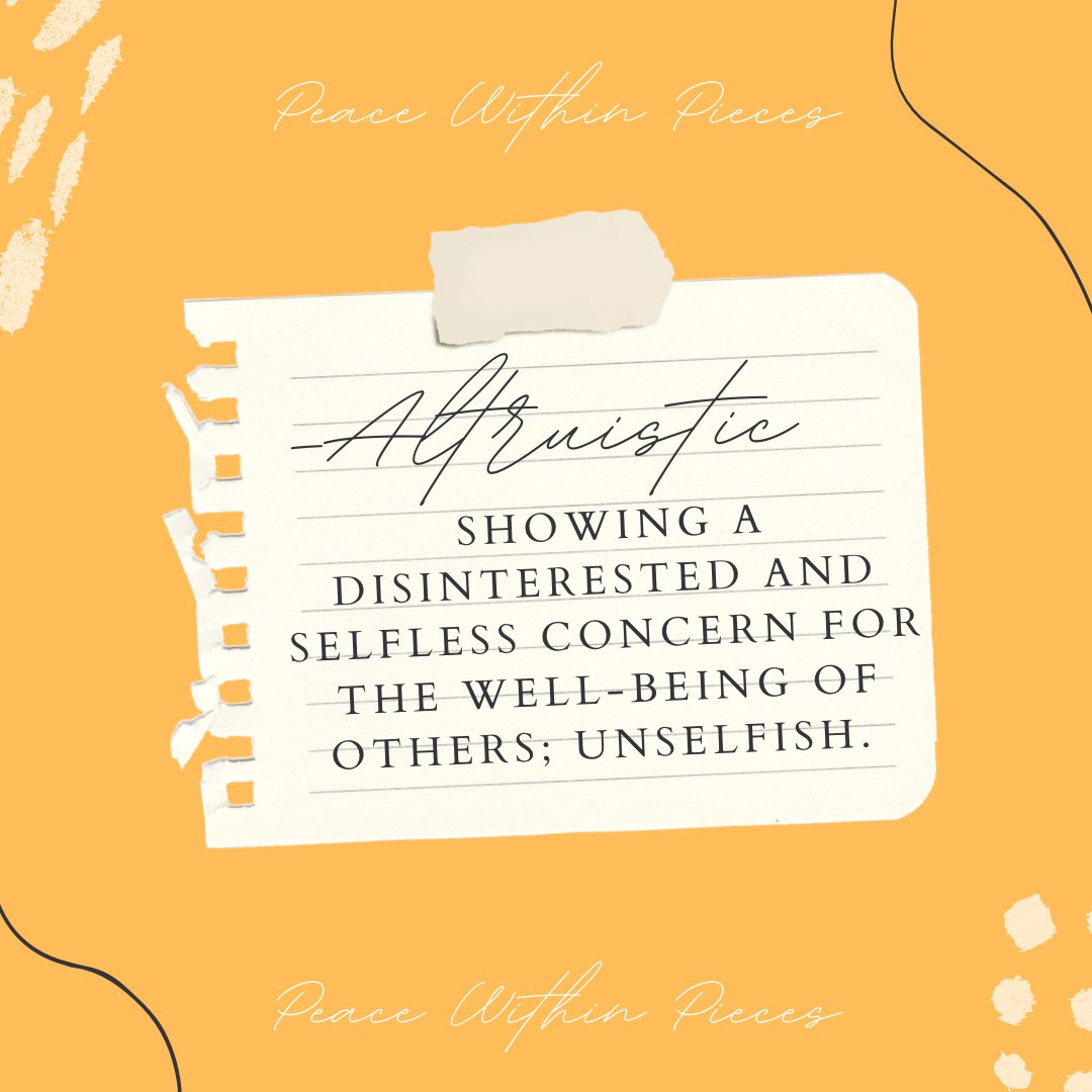 PWithinP's tweet photo. Check out our new word of the week, altruistic! You never know what others might be going through so it’s always good to show acts of selflessness. Y’all have a great week! 🥳🫶🏽 https://t.co/5msF1hnreD