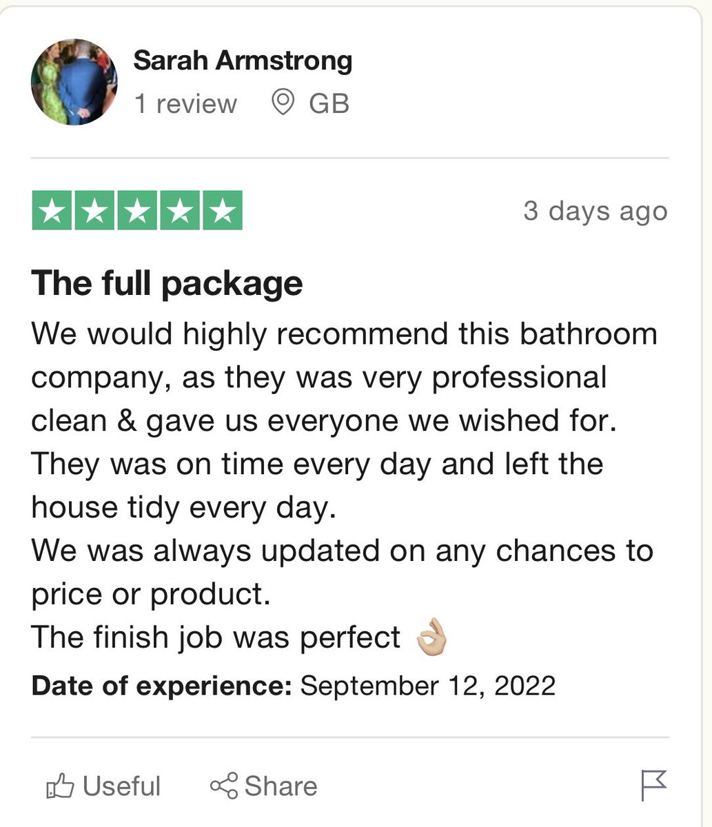 Mintplumbing's tweet photo. @Trustpilot review we received a few days ago for a bathroom installation we completed. #mint #bathrooms #nottingham #happycustomer https://t.co/GYMeFhzuGm