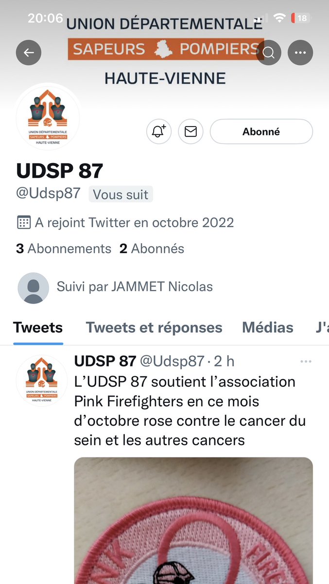 Sdis_87's tweet photo. L’union départementale des sapeurs #pompiers de la #HauteVienne #UDSP87👨🏻‍🚒👩‍🚒 vient d’ouvrir son compte #Twitter … Welcome dans la #twittosphère 👍 @Udsp87 
Cc @PompiersFR @AllioneFNSPF https://t.co/35u1rcehpc