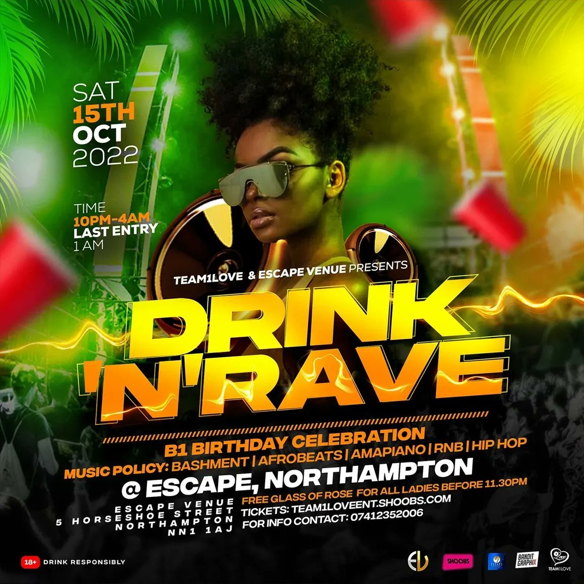 AfrobeatsNN's tweet photo. ‼️EARLY BIRD TICKETS SOLD OUT‼️

STANDARD TICKETS STILL AVAILABLE

https://t.co/Ua9yBz5wKn

 #DrinkNRaveNN 🥳🎉🎊
🥳THIS SATURDAY 15 OCTOBER 2022🥳

■Burna Boy Official DJ Spaceship Billy on the night
■Dj Fistoz
■Silvaa King
■Jah Hanief
■Dj Melvyn
■Dj Slamma https://t.co/Ju9wGX9PNI