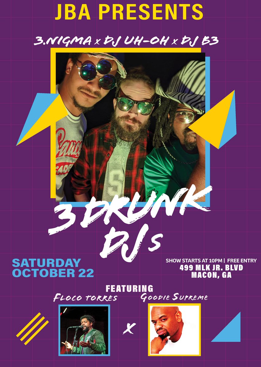 FT back in GA next weekend!

Oct 21 - Hendershots in Athens w/ <a href="/EliyOrcko/">Eliy Orcko</a>

Oct 22 - JBA in Macon w/ DJ B3, <a href="/GoodieSupreme/">Goodie</a>, DJ Uh-Oh &amp; 3nigma