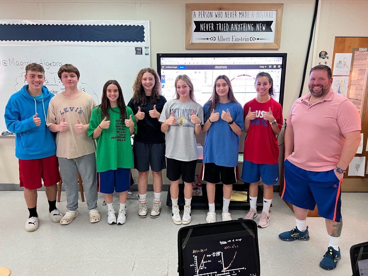 MagnoliaAlgebra's tweet photo. It's Homecoming Week at Magnolia and our Algebra 1 class wanted a picture with the principals. 

Monday's attire:  Adam Sandler https://t.co/9i4BHSSJpQ