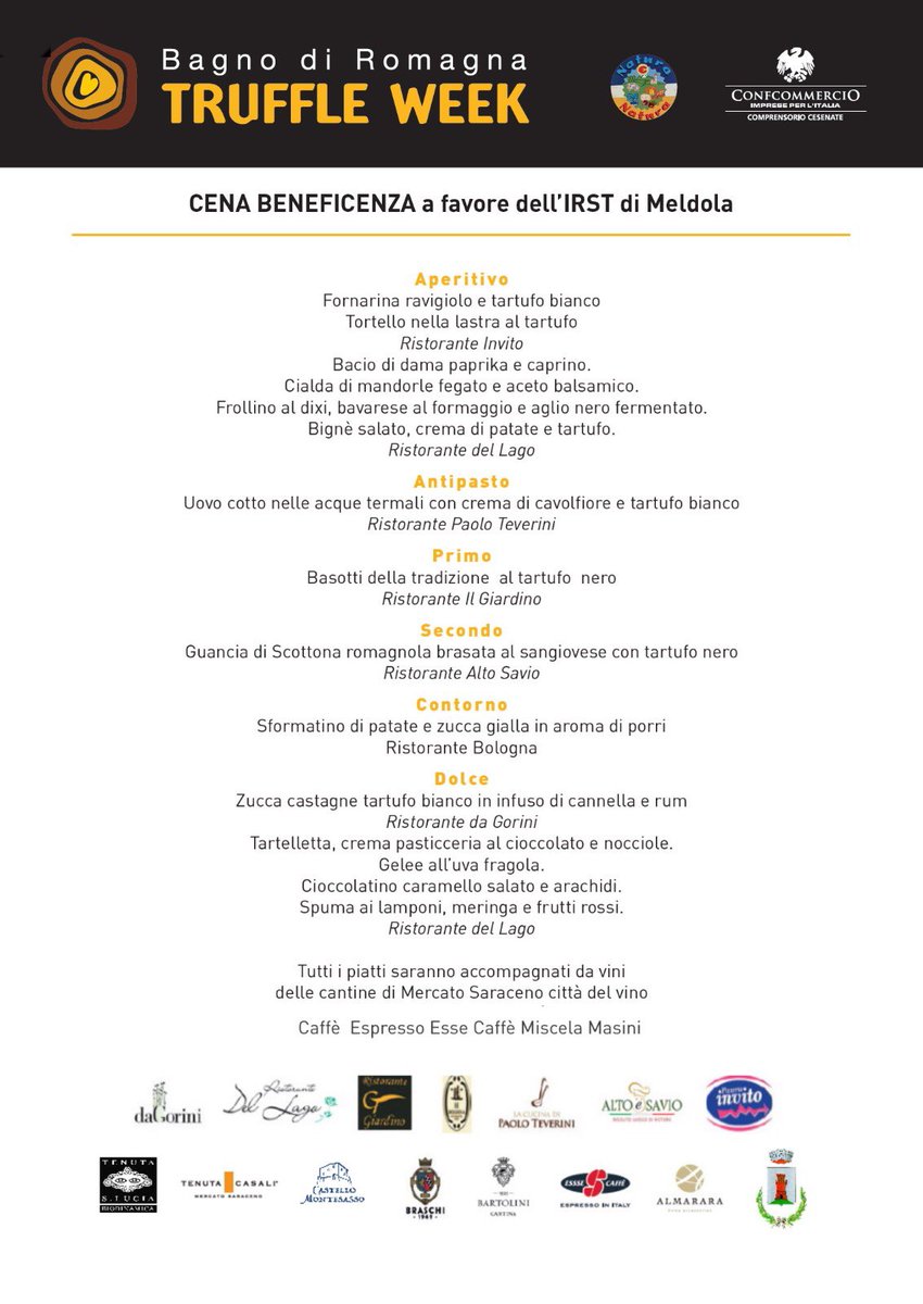michigreg's tweet photo. #cenadibeneficenza Domenica 16 ottobre a #bagnodiromagna #essecaffe #tartufo #lagottoromagnolo #chefstellati https://t.co/7qnf2oIcU6