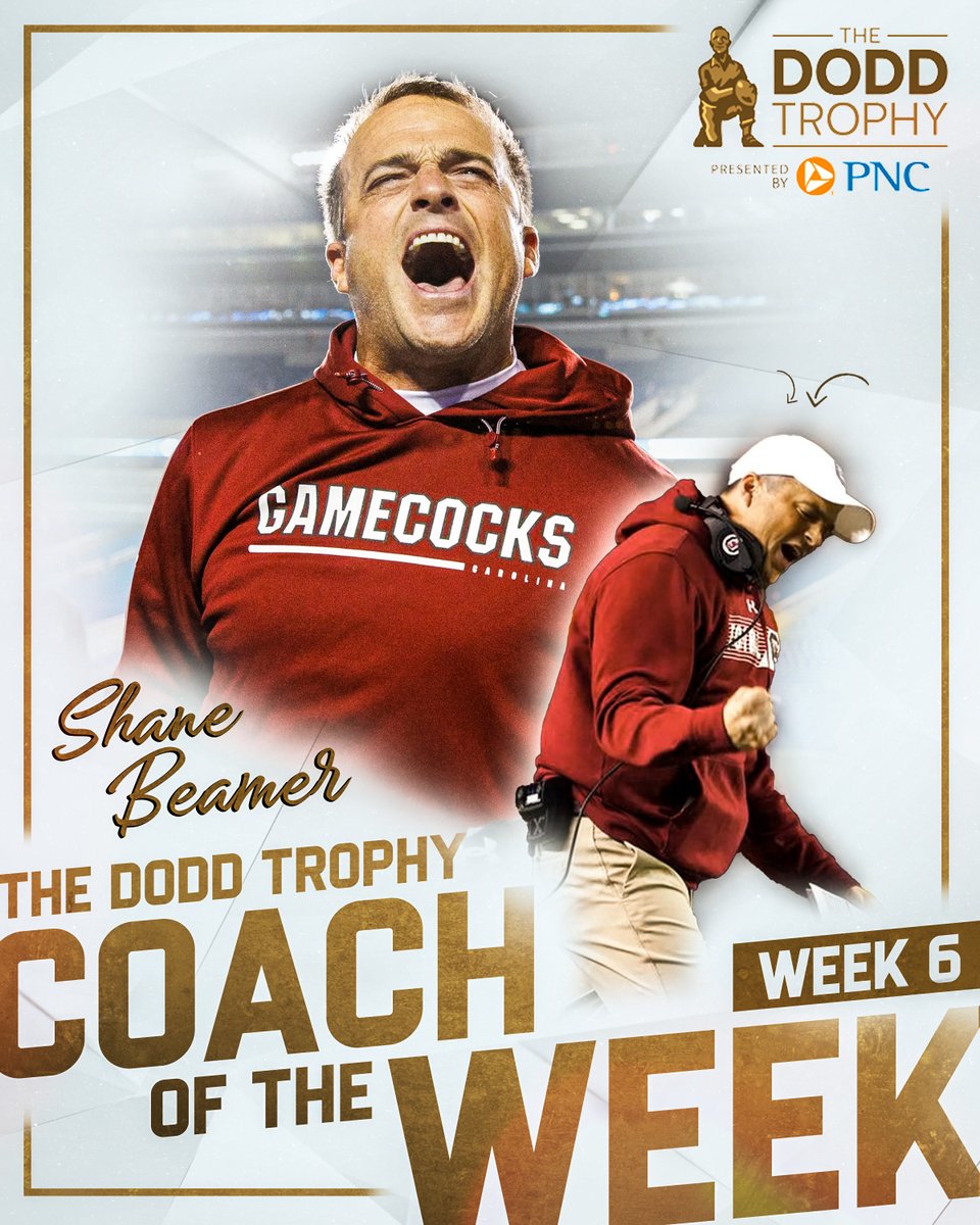 𝐁𝐈𝐆 wins 🤝 𝐁𝐈𝐆 honors

After a major <a href="/GamecockFB/">South Carolina Football</a> win on the road over No. 13 Kentucky, Shane Beamer is the #DoddTrophy Coach of the Week 🔥

 📰: bit.ly/3MkNrMs