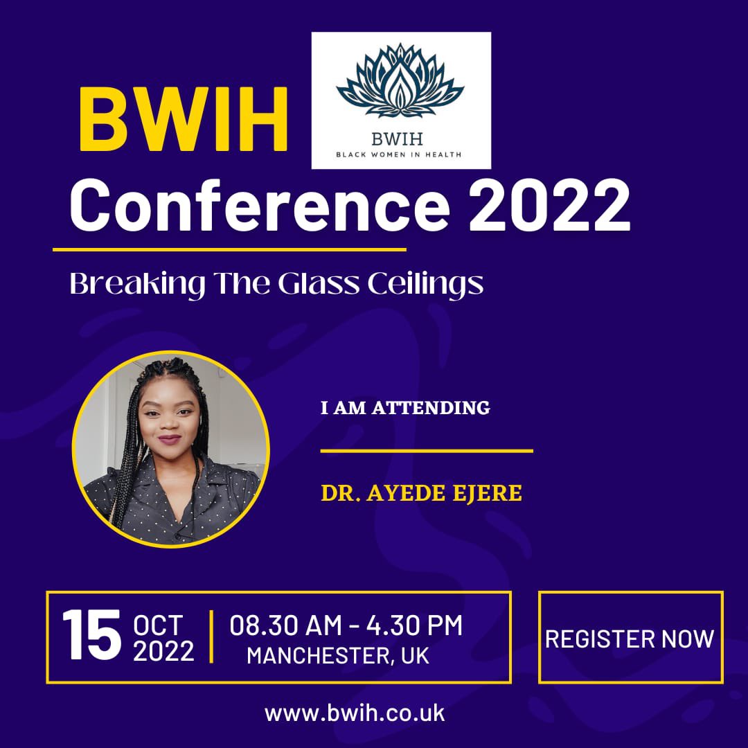 Dr AUE (@drayedee) on Twitter photo Have you registered for the Conference of the year? 💃🏽
It’s the 4th Annual <a href="/BWIHUK/">Black Women in Health (BWIH)</a> leadership conference on the 15th of October 2022 💃🏽💃🏽💃🏽
Theme “ BREAKING THE GLASS CEILINGS”
<a href="/C7nt8ia/">Cynthia Momoh 💜</a> <a href="/DrOmonImohi/">Omon Imohi 💙</a>
You don’t want to miss this 💃🏽
Register ↙️
eventbrite.co.uk/e/bwih-black-w… Have you registered for the Conference of the year? 💃🏽
It’s the 4th Annual <a href="/BWIHUK/">Black Women in Health (BWIH)</a> leadership conference on the 15th of October 2022 💃🏽💃🏽💃🏽
Theme “ BREAKING THE GLASS CEILINGS”
<a href="/C7nt8ia/">Cynthia Momoh 💜</a> <a href="/DrOmonImohi/">Omon Imohi 💙</a>
You don’t want to miss this 💃🏽
Register ↙️
eventbrite.co.uk/e/bwih-black-w…