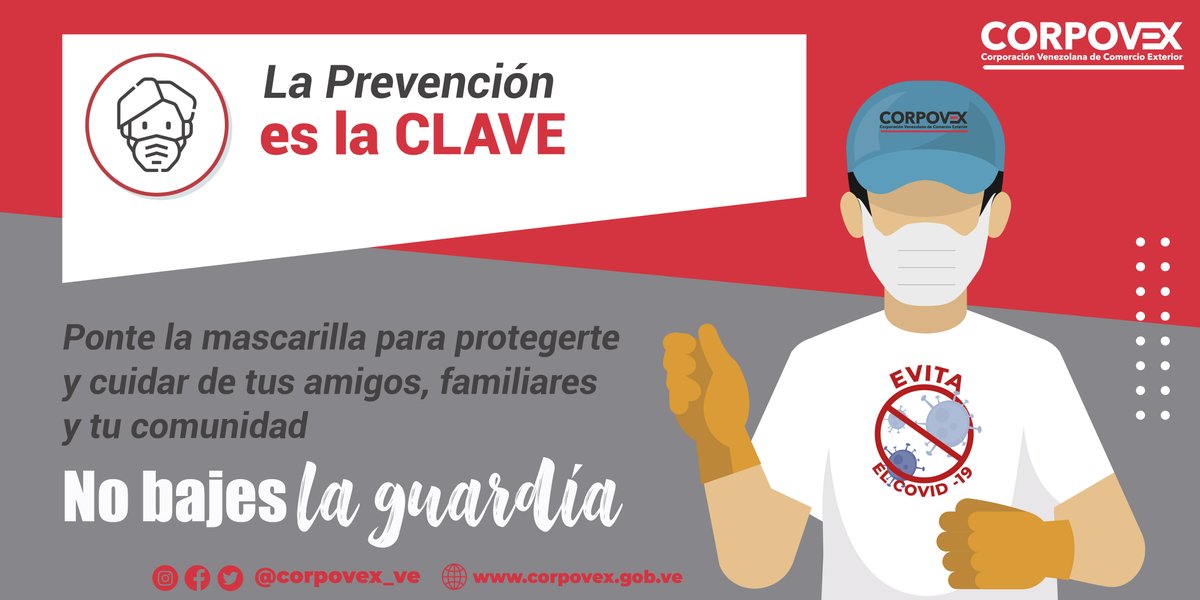 corpovex_VE's tweet photo. #SaludCorpovex 🏥⚕|| ¡No bajes la guardia! La mascarilla es de uso obligatorio, así te proteges y cuidas de tus seres queridos. La prevención es la clave.

#Prevención #Vacúnate #Vacunas #Covid19 #Corpovex #FuerzaPuebloLasTejerías https://t.co/j5VSjmUwiy