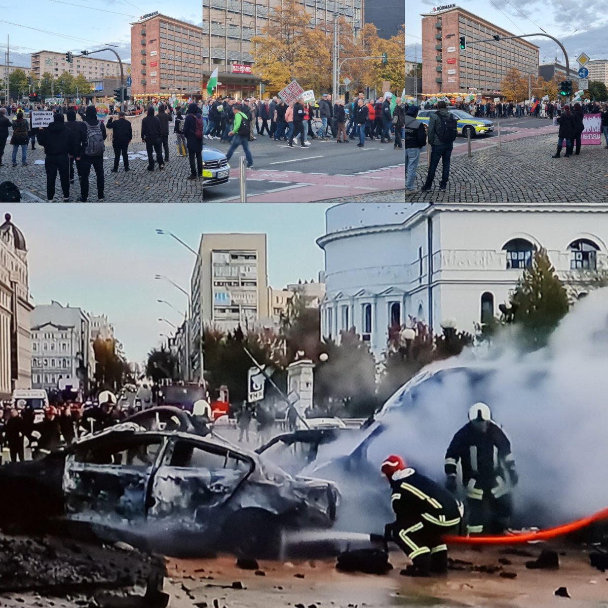 BuFrederic's tweet photo. Wie zynisch, egoistisch, ignorant und geschichtsvergessen ist es, Friedensverhandlungen mit Rußland zu fordern und Rußlandfahnen zu schwenken, als kurz zuvor die Ukraine massiv und brutalst von Russen beschossen wurde. Verbrüderung mit Staatsterroristen? #c1010 #StandWithUkraine https://t.co/tYjAVnFXOW