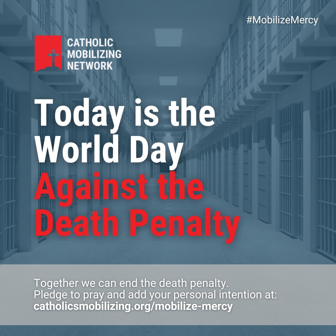 AustinDiocese's tweet photo. The World Day Against the Death Penalty, celebrated every Oct. 10, unifies the world abolitionist movement and mobilizes civil society, public opinion, political leaders, etc., in order to support the call for the universal abolition of capital punishment.
#MobilizeMercy https://t.co/5bEYhYOu3I