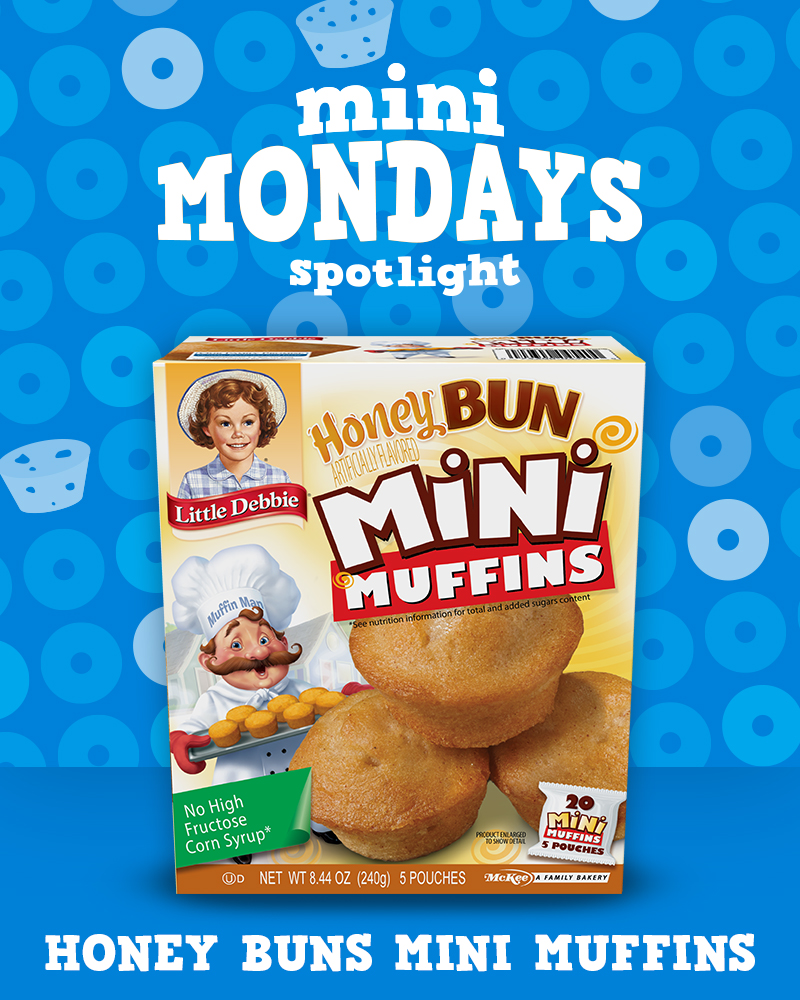 💡 Brighten your Monday with Honey Bun Mini Muffins! Enter to win some for you and your family by clicking the link below. #Littledebbie #unwrapasmile #todaywebake littledebbie.com/265/current-ld…