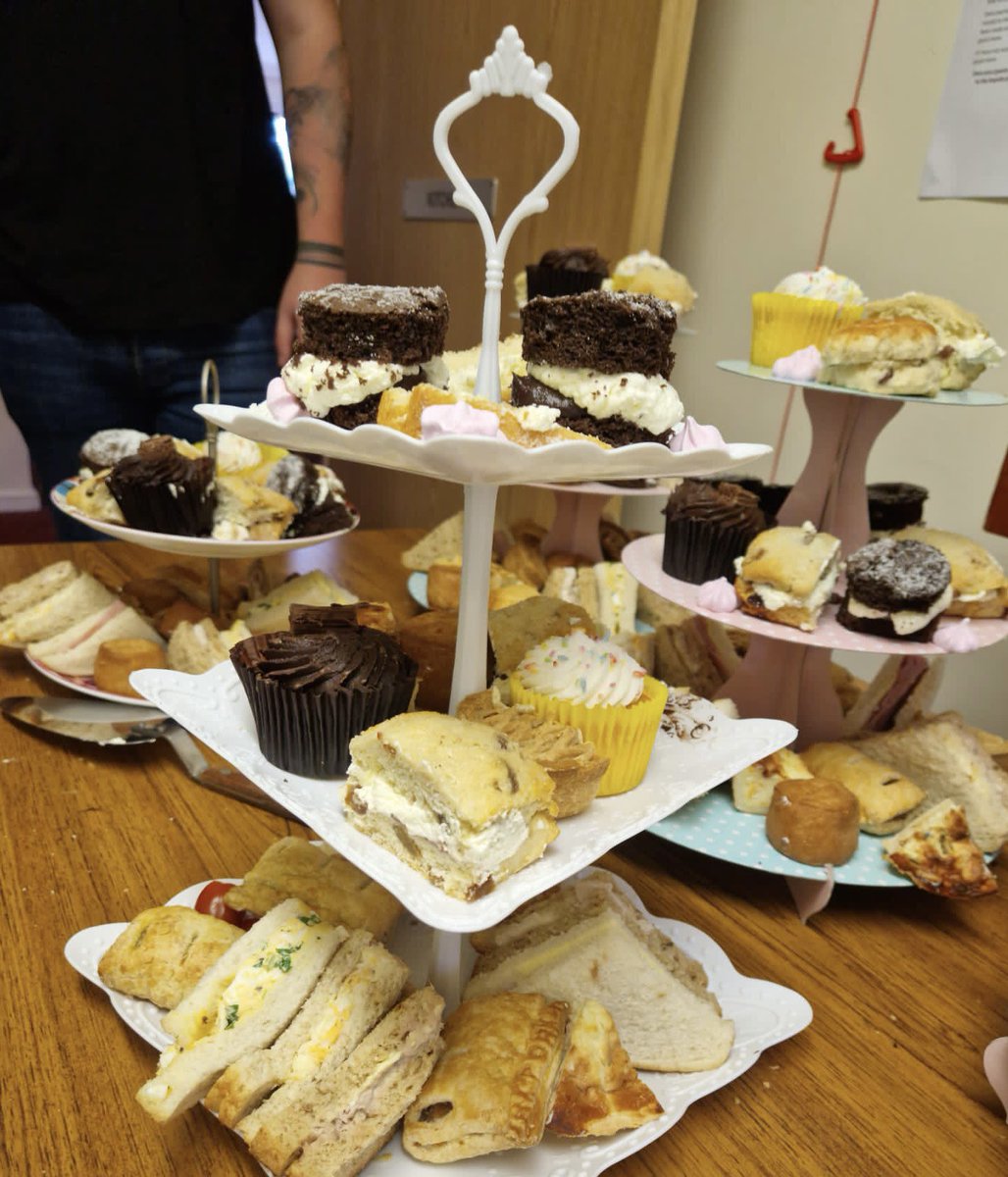 SHAPELancashire's tweet photo. We had a games afternoon with Afternoon Tea at Bury this week with residents of Ashton lodge and Hamilton house - it was fabulous. We had a quiz and games and then had sandwiches,cakes, quiche, pork pies - lovely, funded by @placesforpeople and @SHAPELancashire https://t.co/XcLvgV34m4