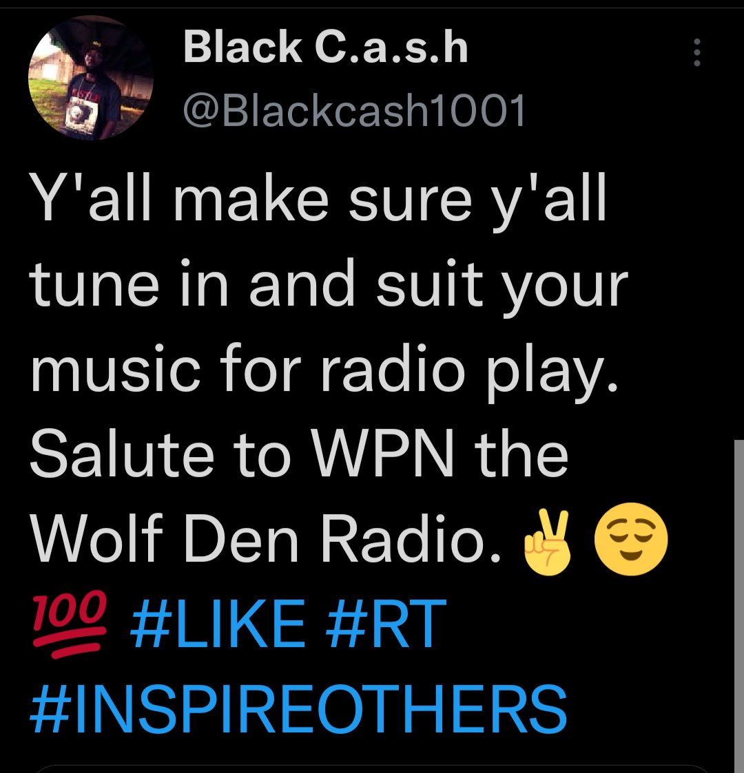 creek_world's tweet image. @Blackcash1001 #support
WPN RADIO THE WOLF DEN...
DO YOU?
#GETINTUNED