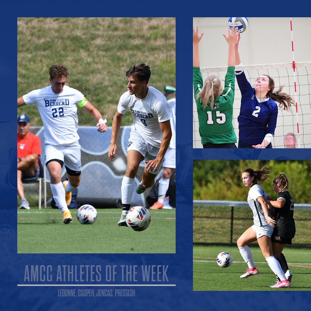 Behrend Athletics (@psbathletics) on Twitter photo The <a href="/AMCCsports/">AMCC Sports</a> Athlete of the Week!
Justin LeDonne - Men's Soccer Defensive
Blake Cooper - Men's Soccer Offensive
Brooke Joncas - Women's Volleyball Offensive
Trinity Prestash - Women's Soccer Offensive The <a href="/AMCCsports/">AMCC Sports</a> Athlete of the Week!
Justin LeDonne - Men's Soccer Defensive
Blake Cooper - Men's Soccer Offensive
Brooke Joncas - Women's Volleyball Offensive
Trinity Prestash - Women's Soccer Offensive