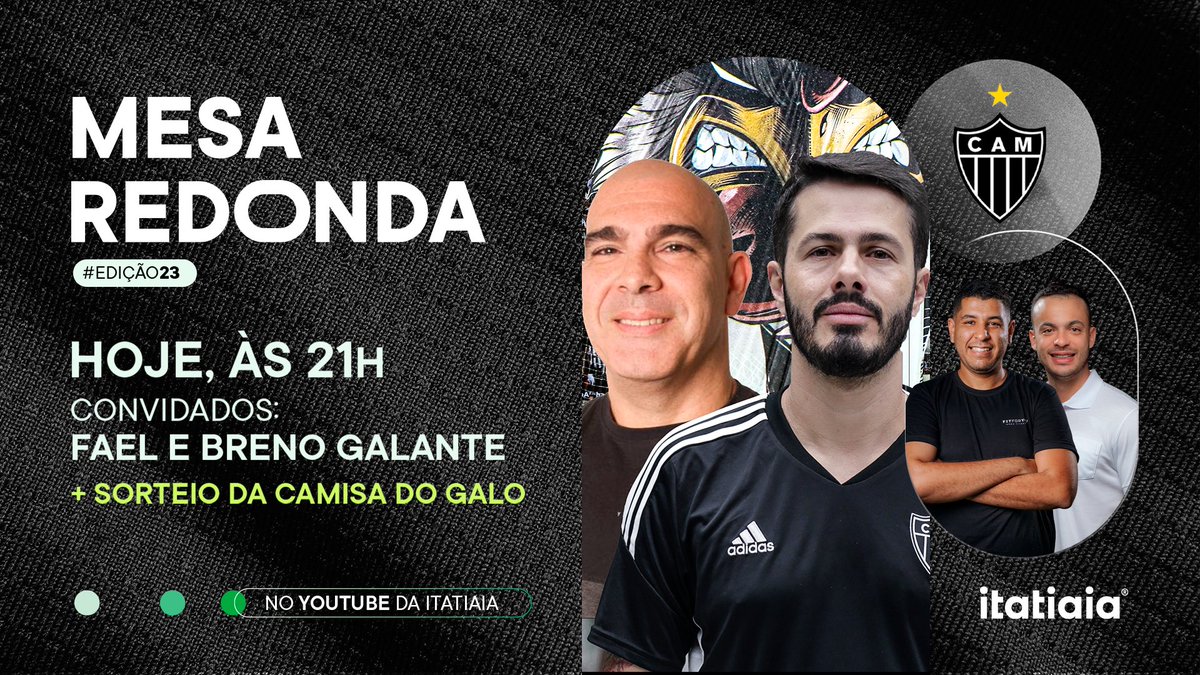 🐓 O <a href="/claudiorez/">Claudio Rezende</a> curte merecidas férias no Nordeste, mas a Mesa Redonda está de pé e com grandes amigos no estúdio da <a href="/itatiaia/">Itatiaia</a>! 

A partir das 21h, eu e <a href="/rubenswlj/">Rubens Júnior</a> receberemos <a href="/faelslim/">Fael Lima</a> e <a href="/BrenoGalante/">Breno Galante</a>.

O aniversário é meu, mas quem pode ganhar presente é você! Se liga!

A ver!