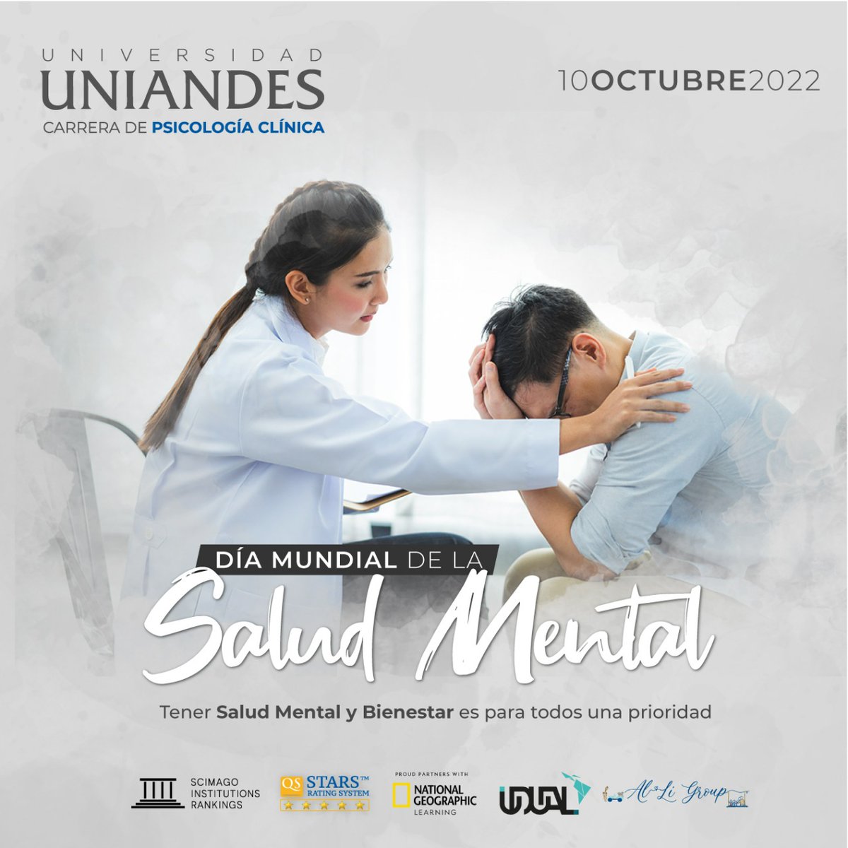 La celebración del Día Mundial de la Salud Mental  se visibiliza la situación de las personas con problemas de salud mental y sus familias con el objetivo de sensibilizar sobre los problemas y movilizar esfuerzos para ayudar a mejorarla
#UniandesEc #díadelasaludmental #psicologia