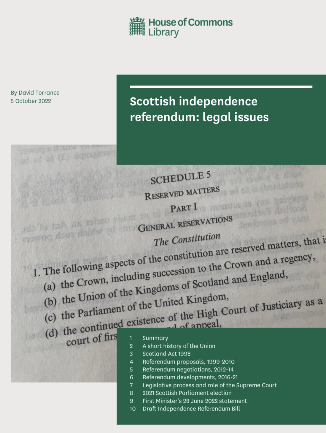 David Torrance on Twitter: "I updated this last week, a @commonslibrary  briefing paper on the legal issues surrounding #indyref2; it includes  analysis of the Scotland Act 1998 as well as subsequent developments -